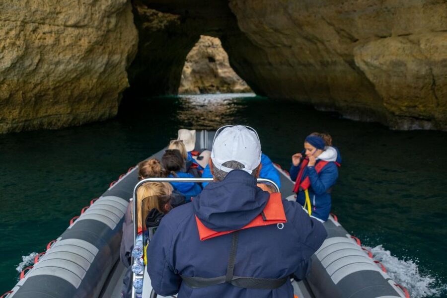 Albufeira: Dolphins & Benagil Caves RIB Tour - Leaving Albufeira Marina and getting settled