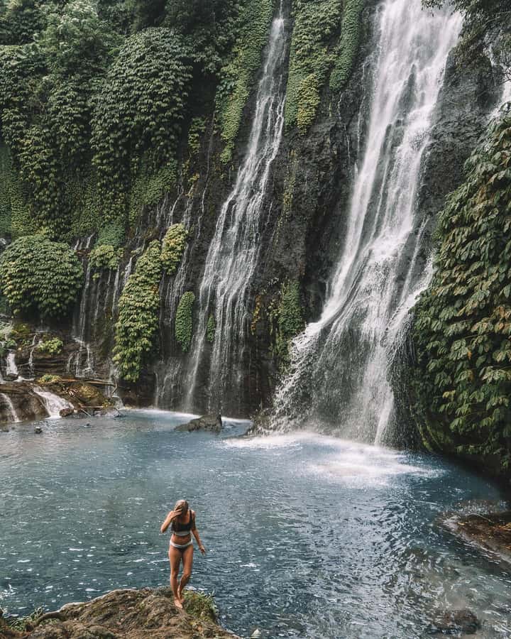 Bali: Dolphin Watching, Snorkeling, and Munduk Day Tour - Banjar Hot Springs beneath tropical greenery