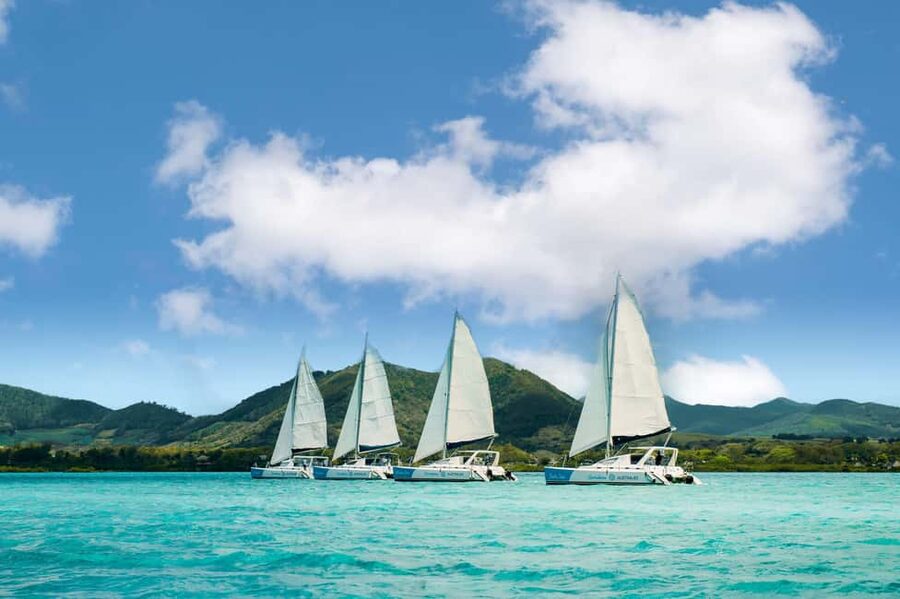 Catamaran Cruise to île aux Cerfs w Dolphins watch & Lunch - Grande Rivière South East waterfall by boat