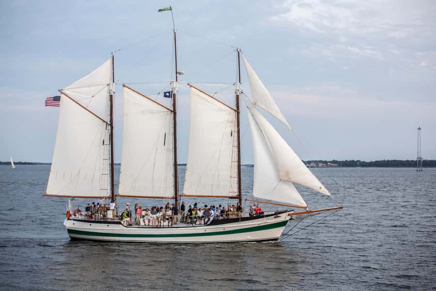 Charleston: Schooner Sailing Harbor Tour & Dolphin Watch - Boarding the Schooner Pride at Aquarium Wharf
