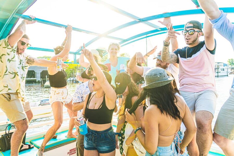 Clearwater: Island Hop and Dolphin Watch Boat Tour - Music, floats, and the BYOB setup