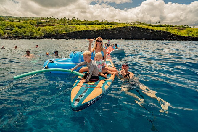 Deluxe Snorkel & Dolphin Watch Aboard a Luxury Catamaran from Kailua-Kona - The boat’s slide, jump platform, and floating toys