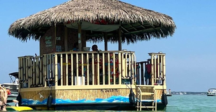 Destin: Sunset Crab Island & Dolphin Tour on Tiki Vessel - A sunset cruise with a floating-party feel