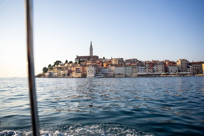 Dolphin Watching Sunset Speedboat Tour with Drinks in Rovinj - The return view of Rovinj’s old town