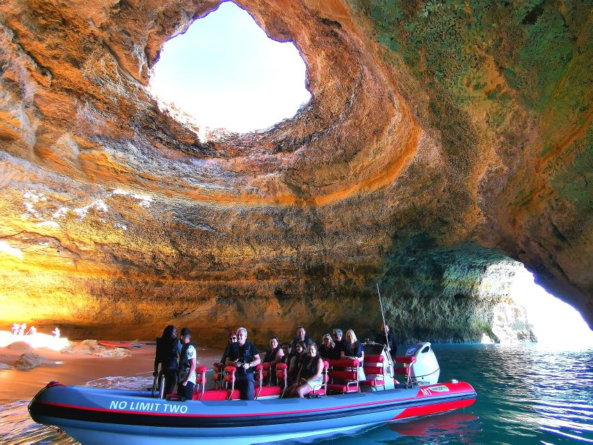 From Albufeira: Benagil Caves and Dolphins Guided Boat Tour - Swimming when the sea permits