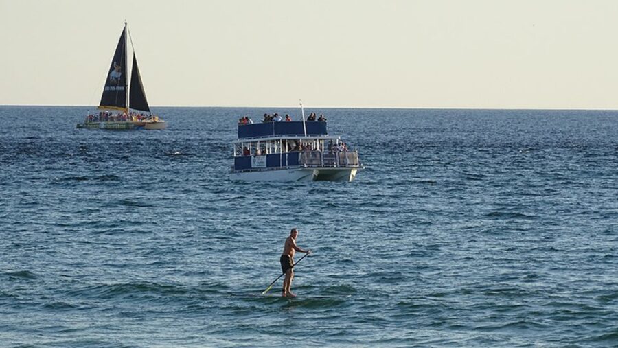 Panama City: Sunset Dolphin Cruise in St. Andrews Bay - Boarding the double-deck catamaran