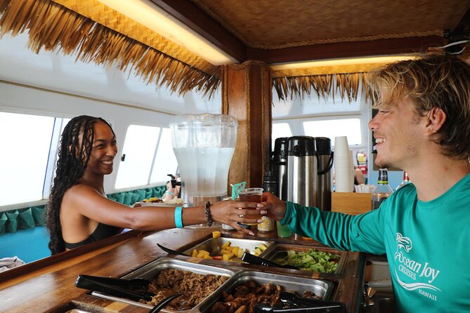 Premium Snorkel Sunset Cruise with Whale and Dolphin Watch - The Hawaiian Buffet Comes at the Right Moment