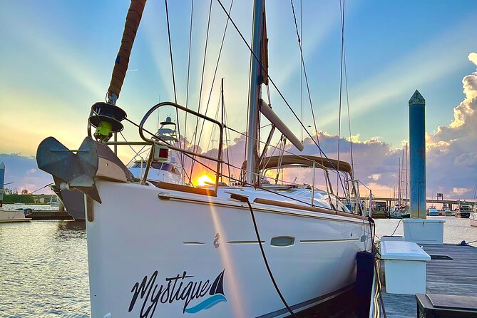 Private Sunset Sail BYOB Dolphin/History Tours on 43ft Mystique - Dolphins, sails, and the changing light