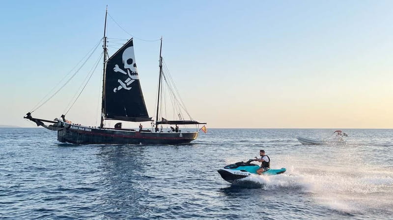 Santa Eulalia: Jet Ski Tour with Optional Dolphin Searching - Riding with the guide