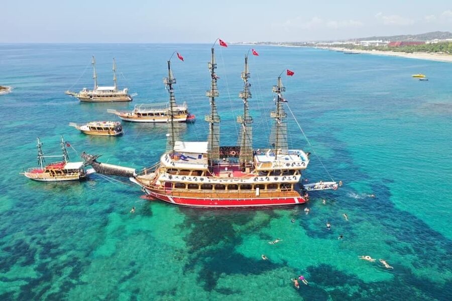 Side: Dolphin Island Boat Tour w/ Lunch & Foam Party - Lunch on deck, with a simple Turkish meal